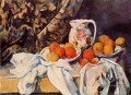 Nature morte avec rideau et pichet fleuri Paul Cézanne